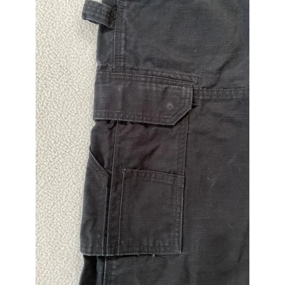 Wrangler Mens 32x32 Workwear Cargo Pants Black Ripstop Utility Pockets 10WMWR1BL